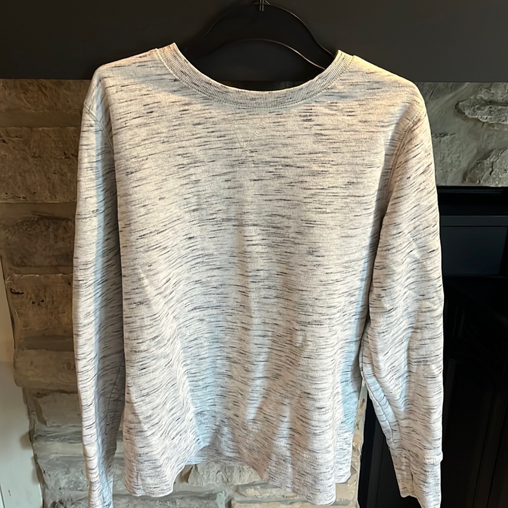 Heather patterned grey and white crew neck hoodie, Tek Gear. Has thumb holes